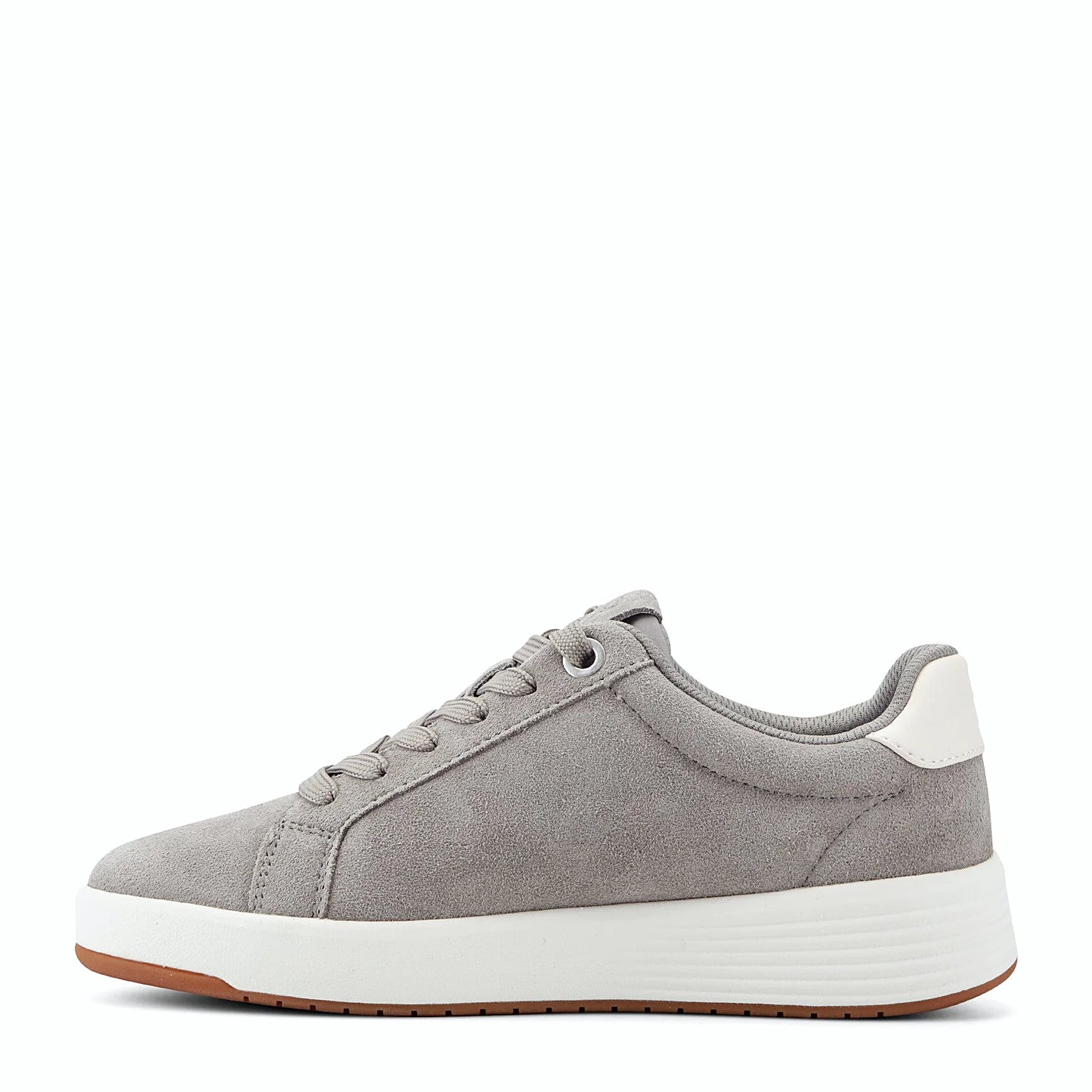 Pair of low panel-stitched sneakers photographed from above on a plain background