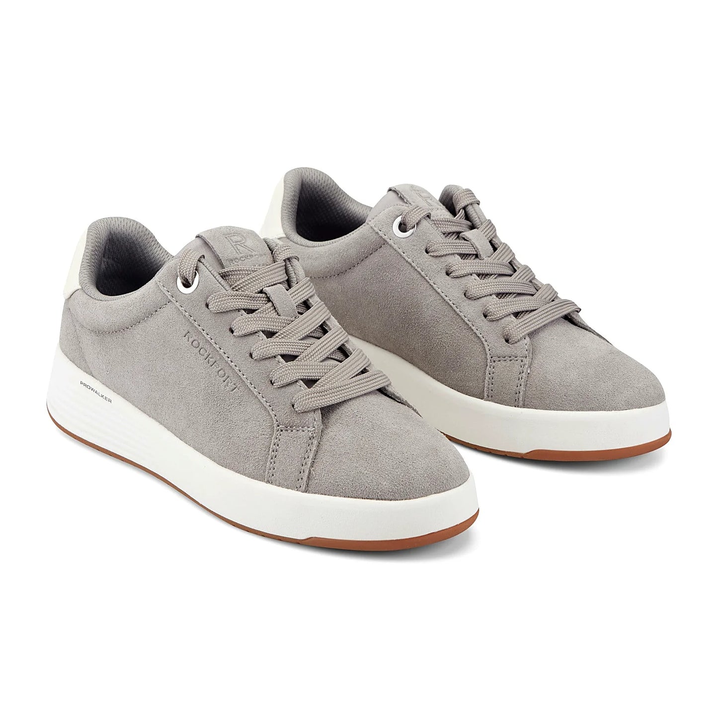Close view of the contrast heel tab and padded collar on a low sneaker
