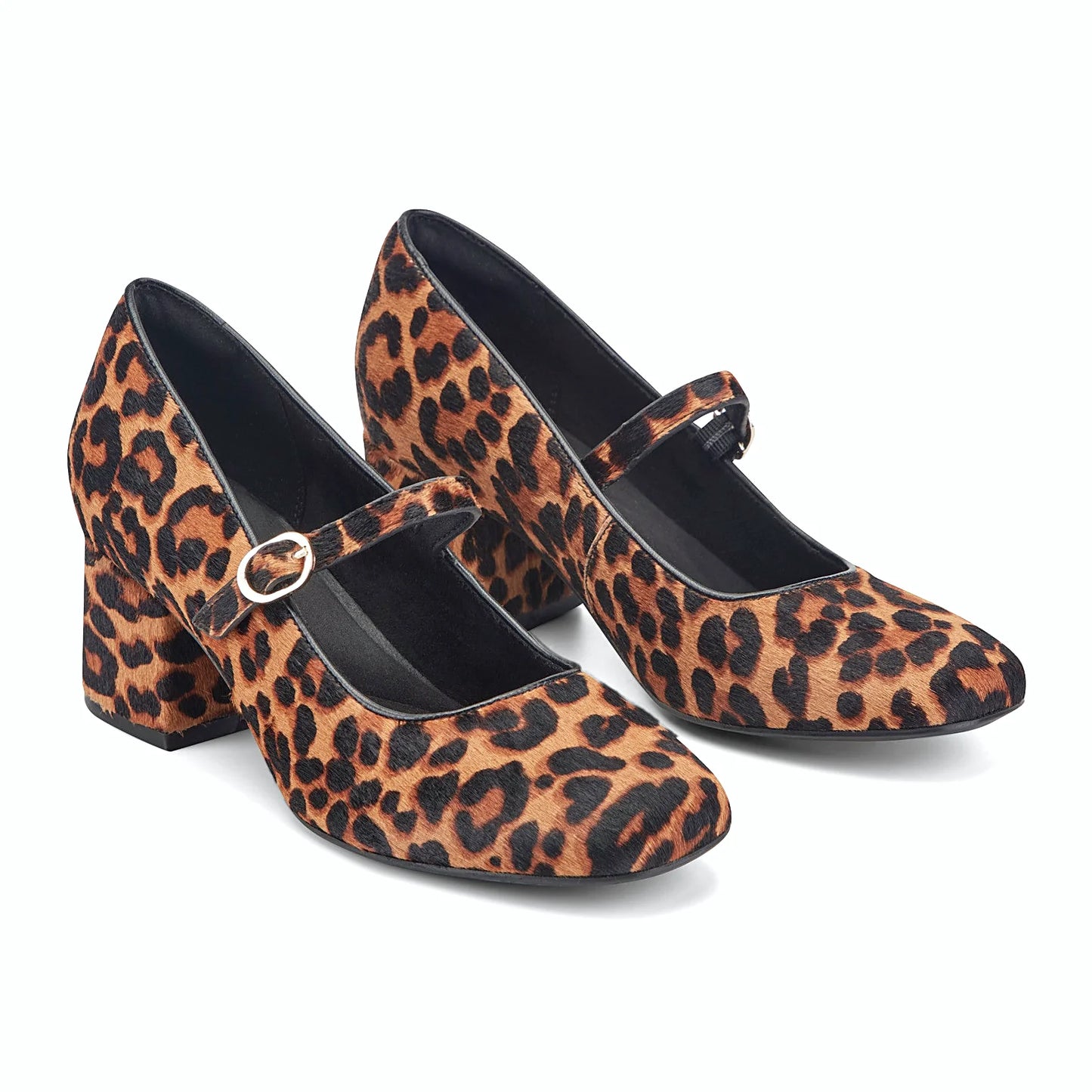 Close view of the adjustable instep strap on a mary jane pump
