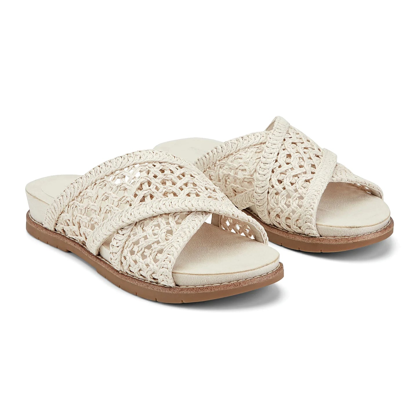 Close view of the intricate lattice pattern across overlapping straps